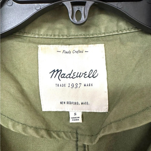 Madewell  Cotton Full Zip Green Cargo Military Utility Jacket Size‎ Small EUC - Picture 3 of 9